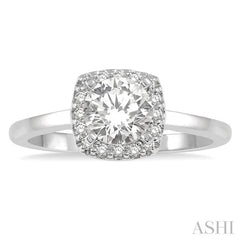 Round Shape Semi-Mount Halo Diamond Engagement Ring