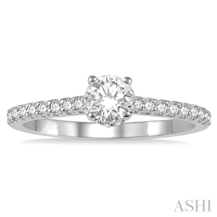 Round Shape Semi-Mount Diamond Engagement Ring