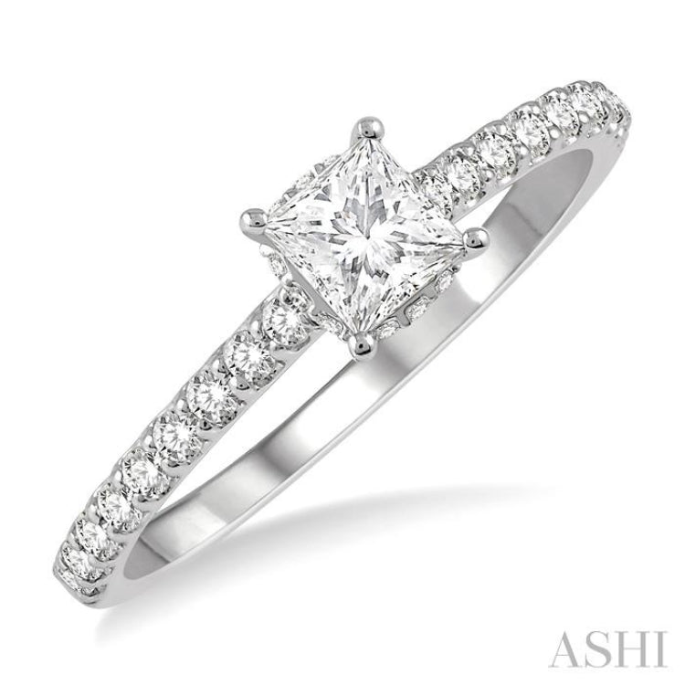 Princess Shape Semi-Mount Diamond Engagement Ring