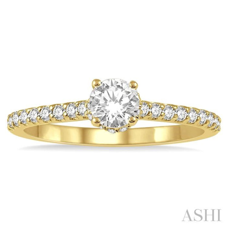 Round Shape Semi-Mount Diamond Engagement Ring