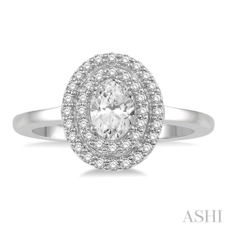 Oval Shape Halo Diamond Engagement Ring