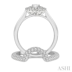 Oval Shape Halo Diamond Wedding Set