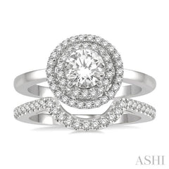 Round Shape Halo Diamond Wedding Set