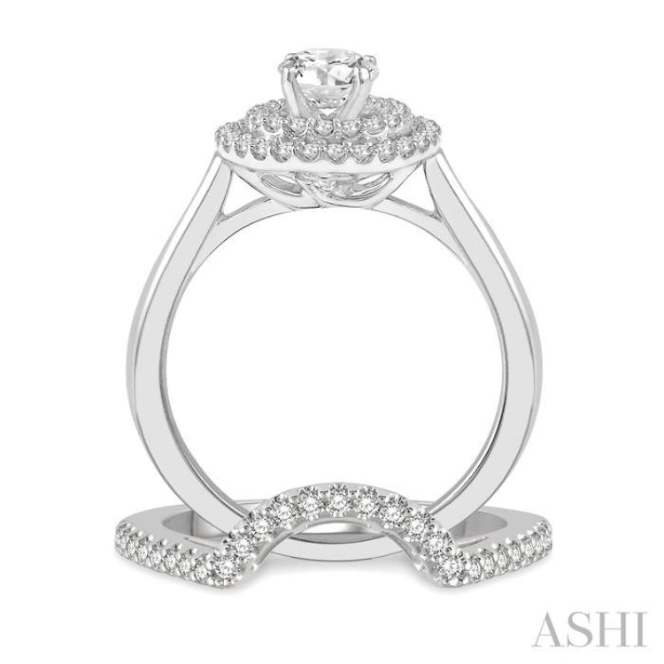 Round Shape Halo Diamond Wedding Set