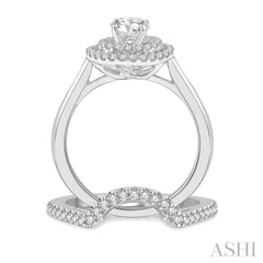 Round Shape Halo Diamond Wedding Set