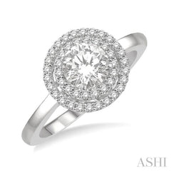 Round Shape Semi-Mount Halo Diamond Engagement Ring