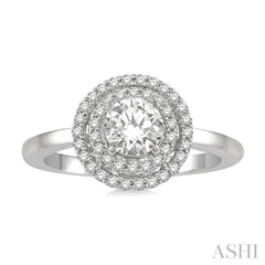 Round Shape Semi-Mount Halo Diamond Engagement Ring