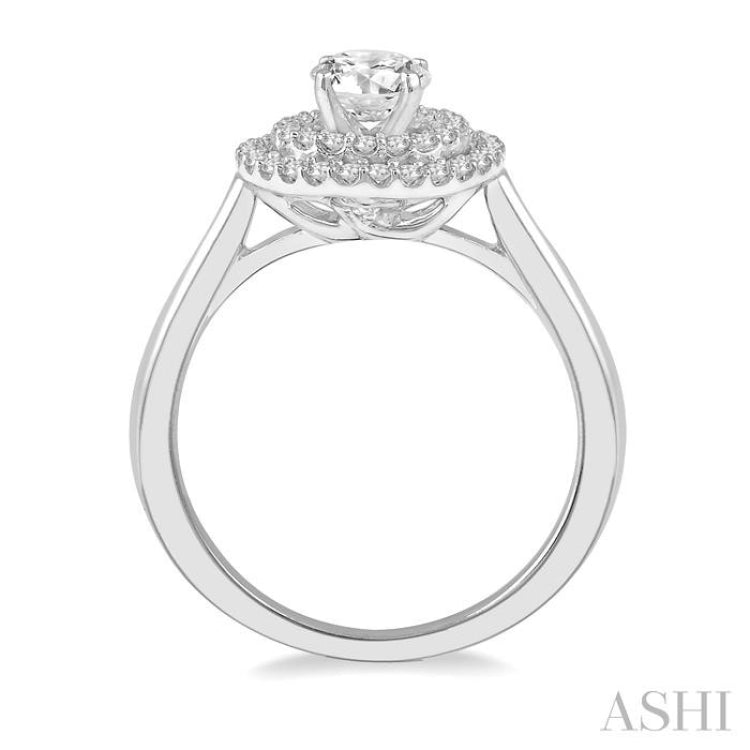 Round Shape Semi-Mount Halo Diamond Engagement Ring