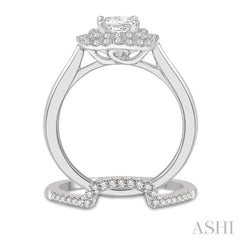 Princess Shape Halo Diamond Wedding Set