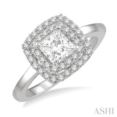 Princess Shape Halo Diamond Engagement Ring