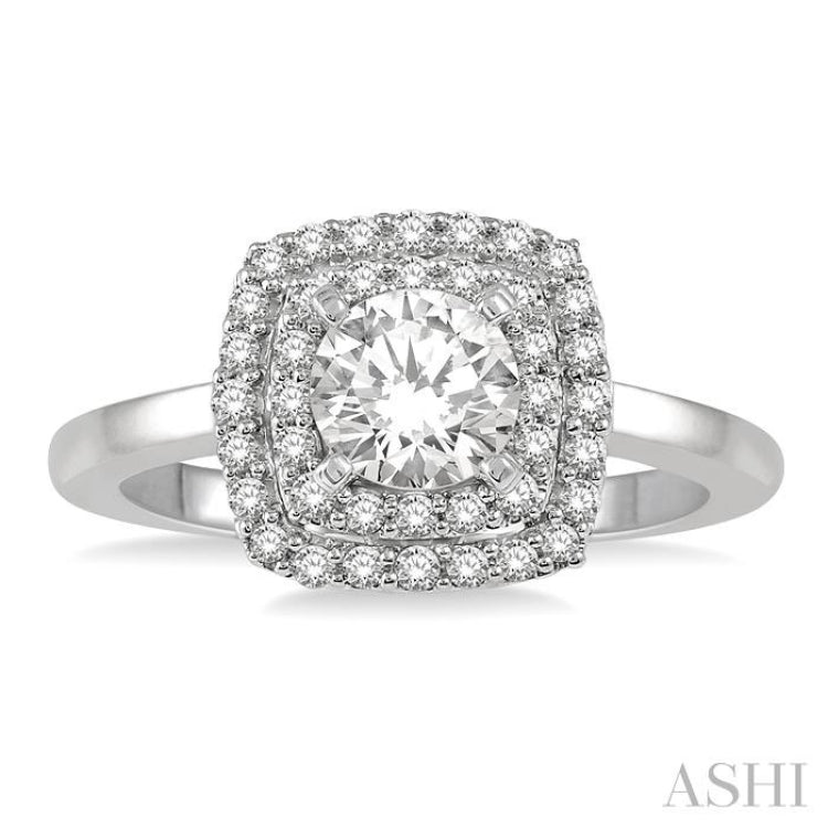 Round Shape Halo Diamond Engagement Ring