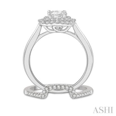 Princess Shape Halo Diamond Wedding Set