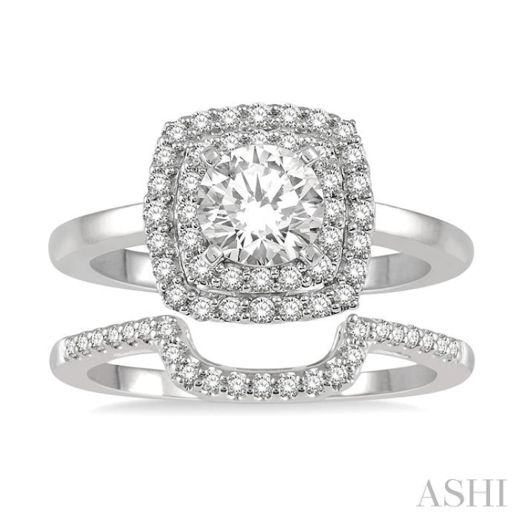 Round Shape Halo Diamond Wedding Set