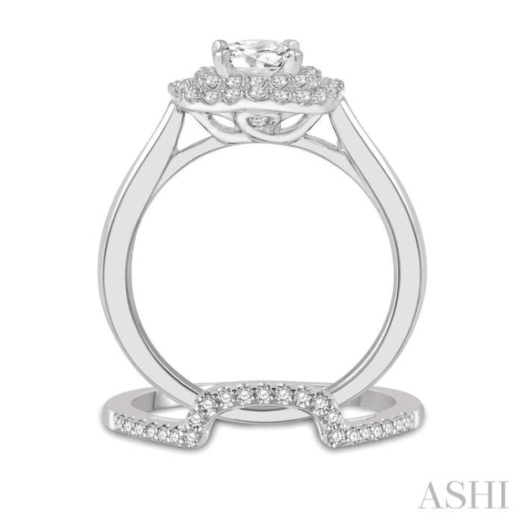 Round Shape Halo Diamond Wedding Set