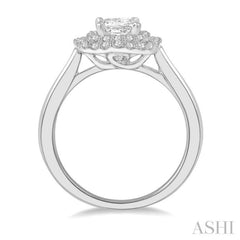 Princess Shape Semi-Mount Halo Diamond Engagement Ring