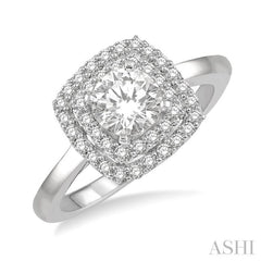 Round Shape Semi-Mount Halo Diamond Engagement Ring