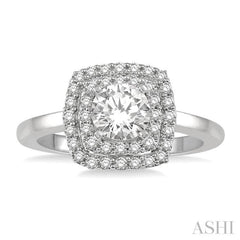 Round Shape Semi-Mount Halo Diamond Engagement Ring