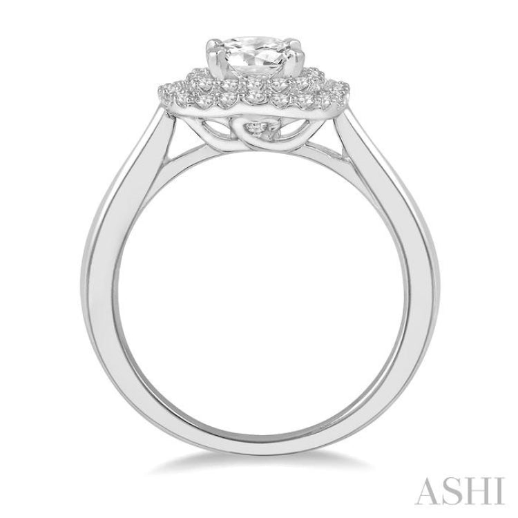 Round Shape Semi-Mount Halo Diamond Engagement Ring