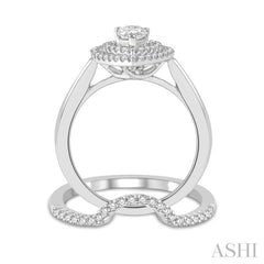 Pear Shape Halo Diamond Wedding Set