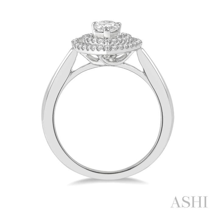 Pear Shape Semi-Mount Halo Diamond Engagement Ring