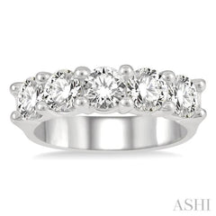 Round Shape 5 Stone Diamond Wedding Band