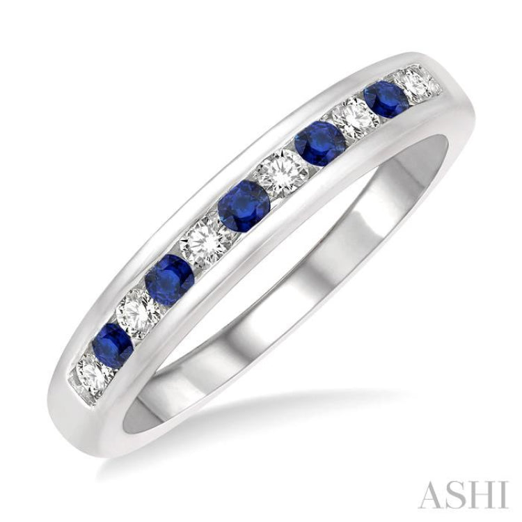 Channel Set Alternate Gemstone & Diamond Wedding Band