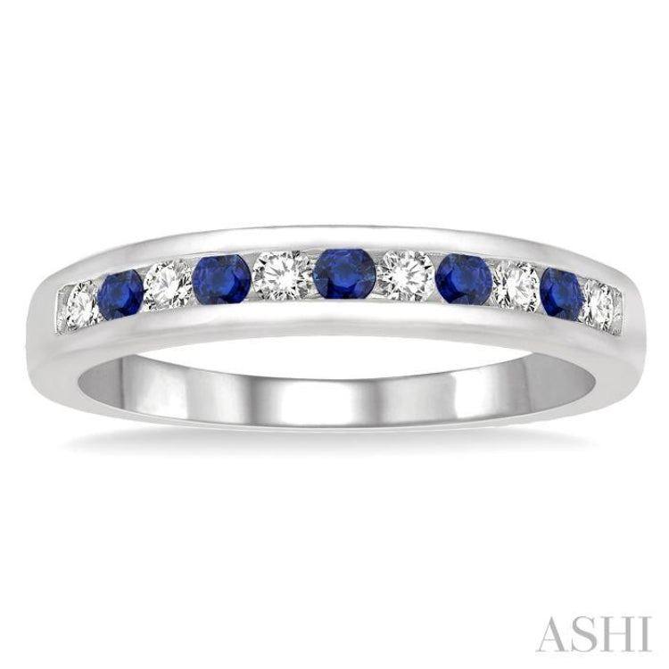 Channel Set Alternate Gemstone & Diamond Wedding Band