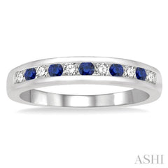 Channel Set Alternate Gemstone & Diamond Wedding Band