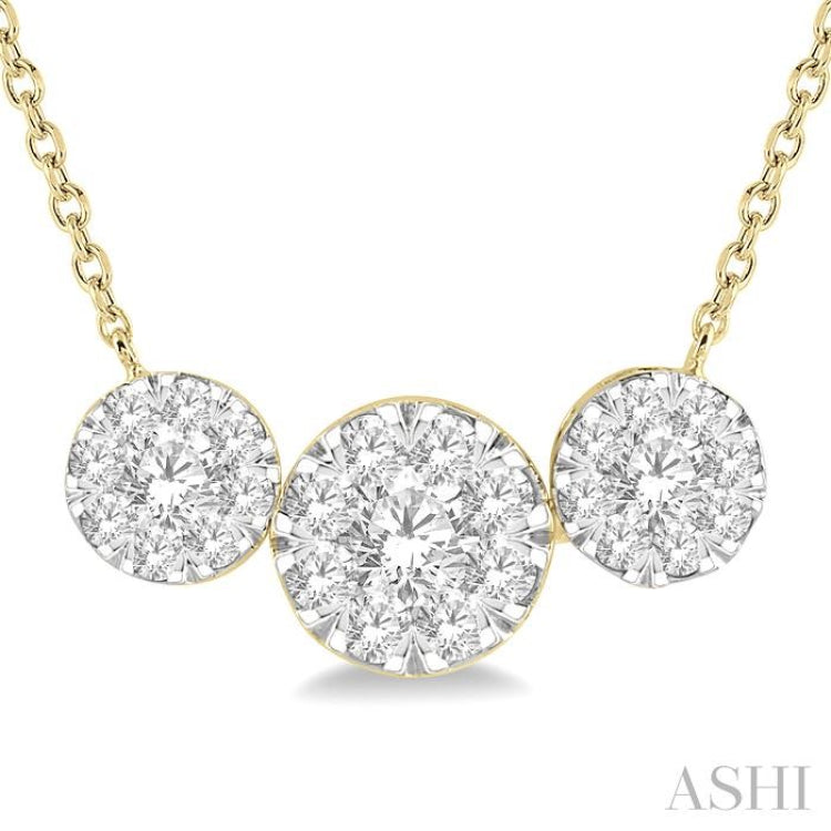 Round Shape Past Present & Future Lovebright Essential Diamond Necklace