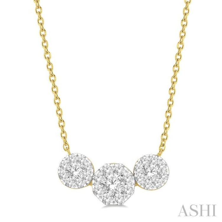 Round Shape Past Present & Future Lovebright Essential Diamond Necklace