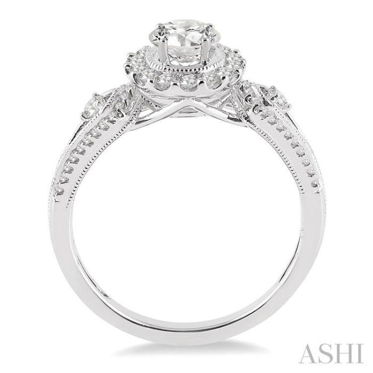 Round Shape Semi-Mount Halo Diamond Engagement Ring