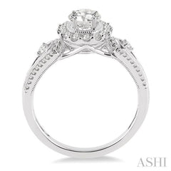 Round Shape Semi-Mount Halo Diamond Engagement Ring