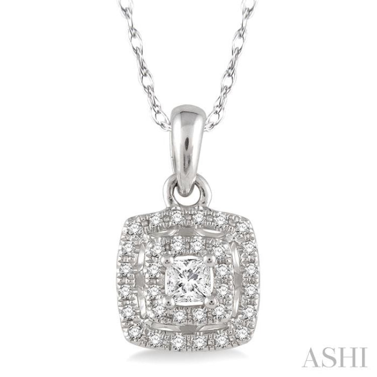 Princess Shape Halo Diamond Fashion Pendant