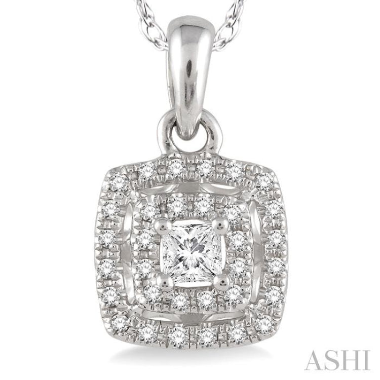 Princess Shape Halo Diamond Fashion Pendant