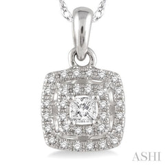 Princess Shape Halo Diamond Fashion Pendant