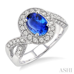 Oval Shape Gemstone & Halo Diamond Ring