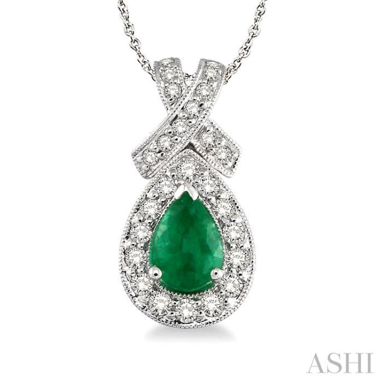 Pear Shape Gemstone & Halo Diamond Pendant