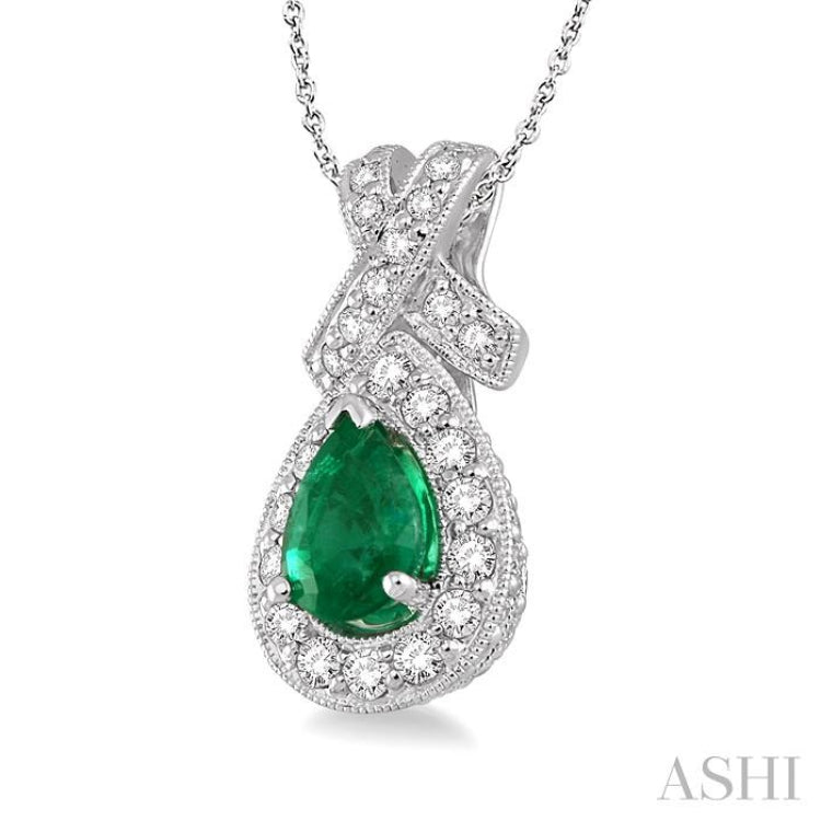 Pear Shape Gemstone & Halo Diamond Pendant