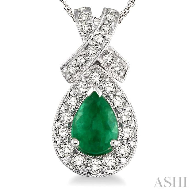 Pear Shape Gemstone & Halo Diamond Pendant