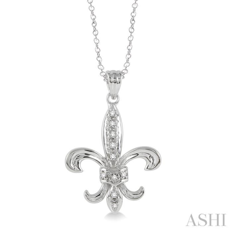 Silver Fleur De Lis Diamond Pendant