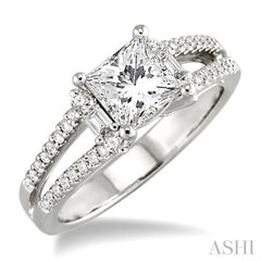 Princess Shape Semi-Mount Diamond Engagement Ring