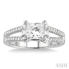 Princess Shape Semi-Mount Diamond Engagement Ring