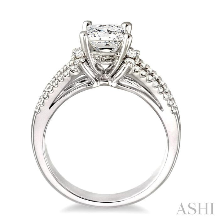 Princess Shape Semi-Mount Diamond Engagement Ring