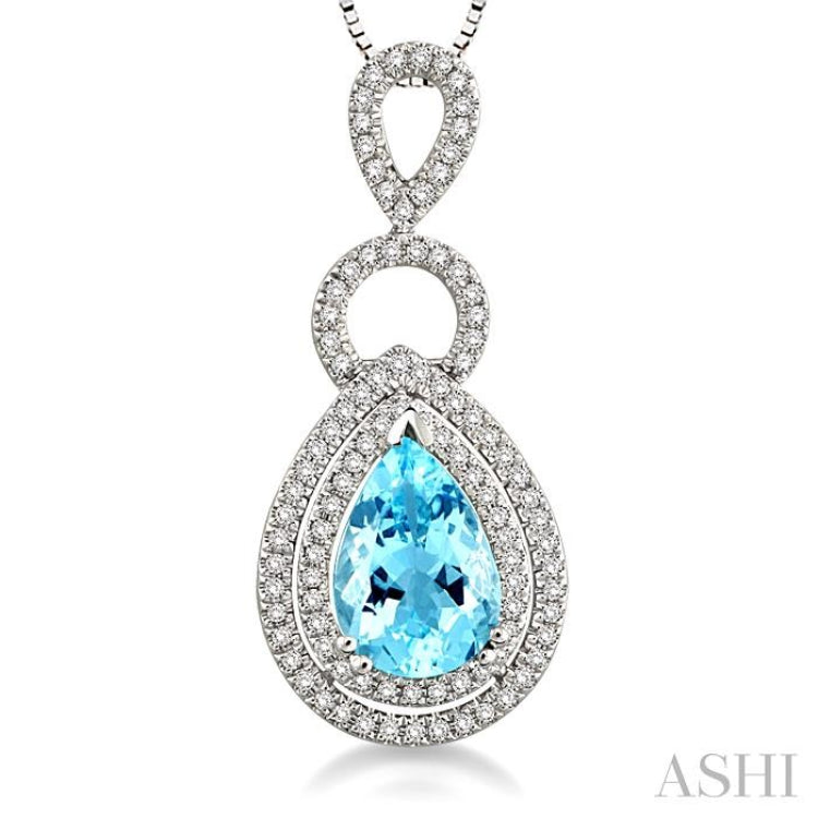 Pear Shape Gemstone & Halo Diamond Pendant