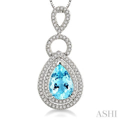 Pear Shape Gemstone & Halo Diamond Pendant