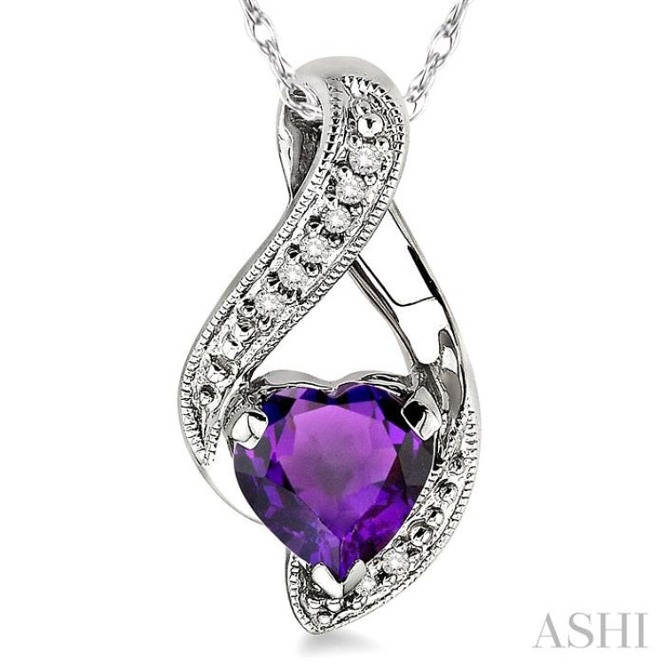 Heart Shape Gemstone & Diamond Pendant