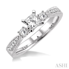 Princess Shape Past Present & Future Diamond Engagement Ring