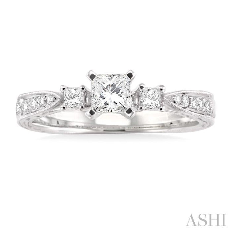 Princess Shape Past Present & Future Diamond Engagement Ring