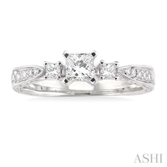 Princess Shape Past Present & Future Diamond Engagement Ring