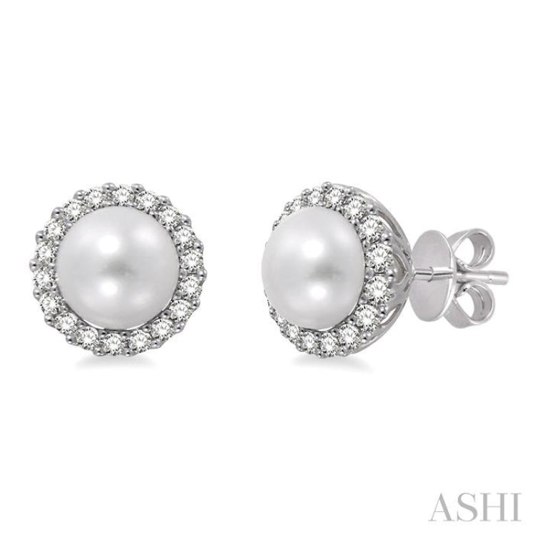 Pearl & Halo Diamond Earrings